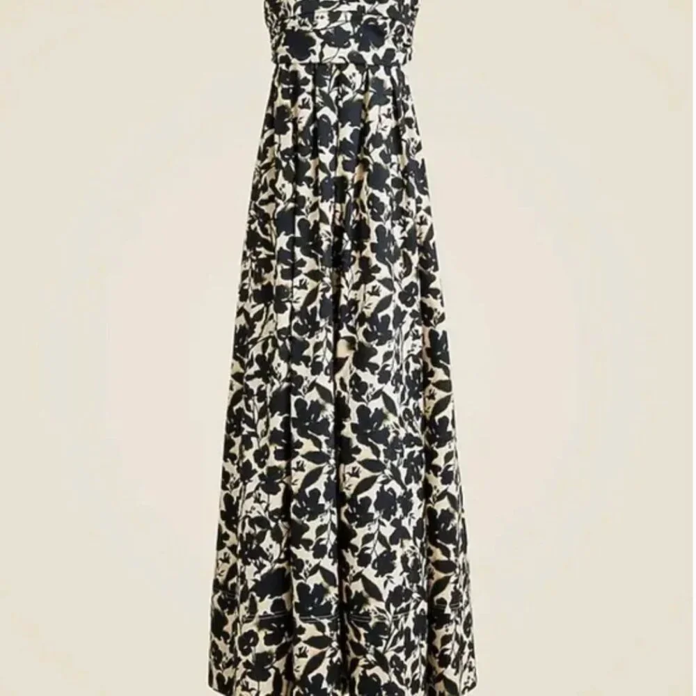 J Crew Collection Strapless Bow Back Maxi Floral Print Cotton Maxi Dress Wedding